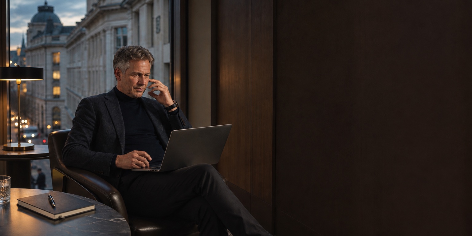 An executive receiving discreet ongoing health advisory support around a demanding schedule